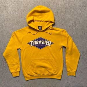 Thrasher Magazine Hooded Pullover Sweater Diamond Logo Yellow/Purple Men Small
